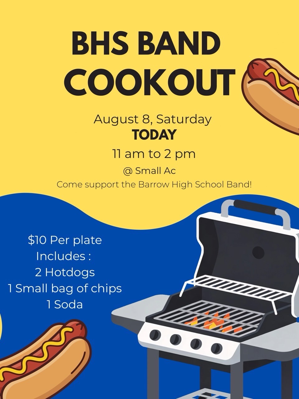 BHS Band Cookout — $10 Hotdog Plates