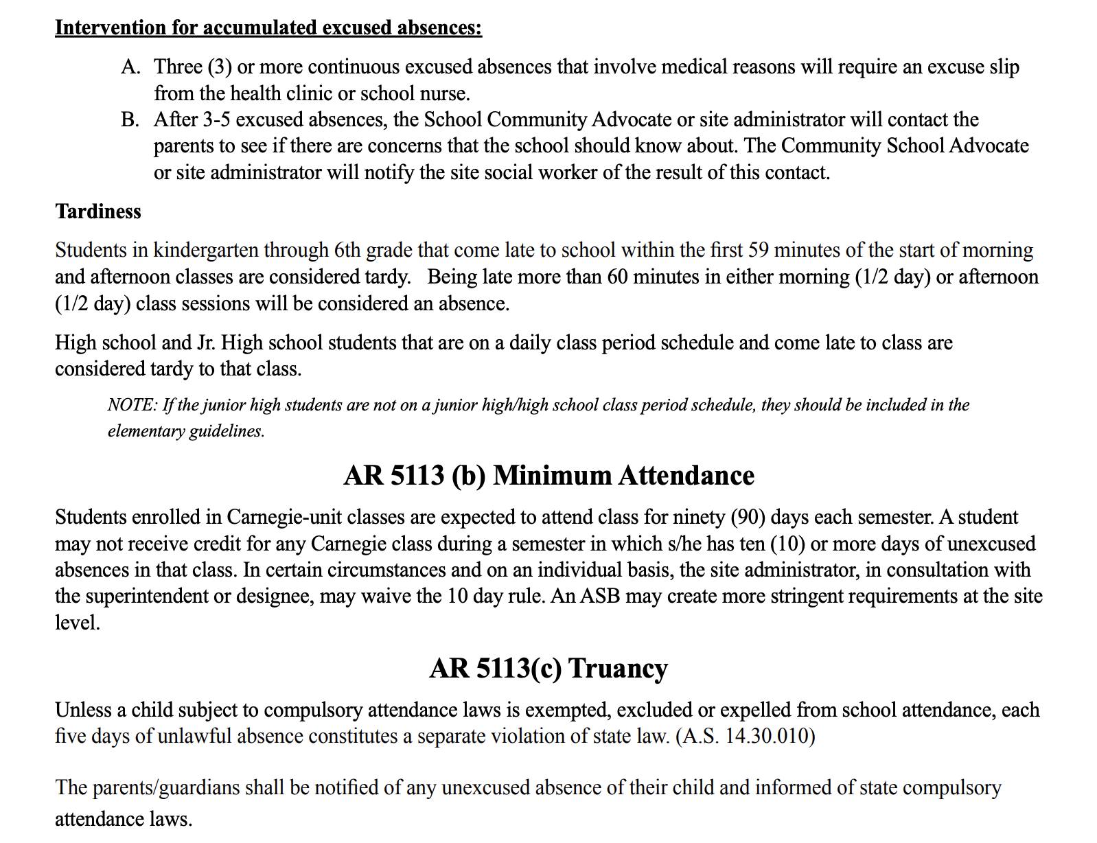 School Policy on Absences and Truancy (2/2)