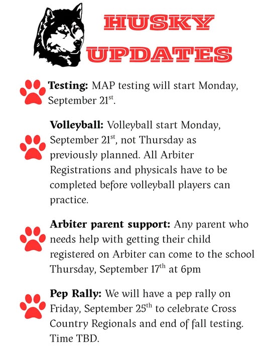 Pep Rally: Cross Country Regionals and end of fall testing celebration