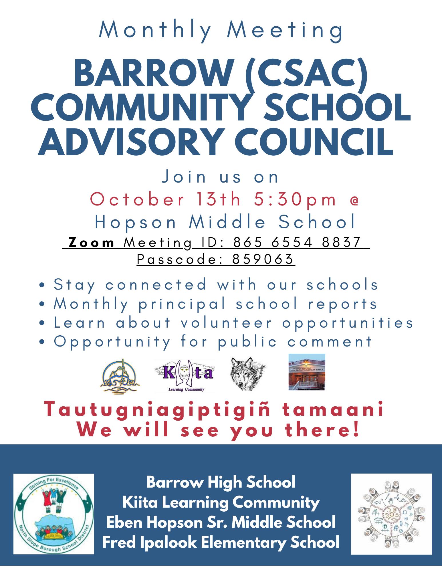 CSAC Monthly Meeting - Tuesday 10/13/2026