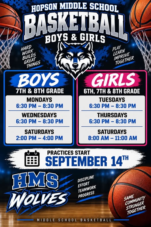 Hopson Middle School Boys 7th & 8th Grade Basketball Practice