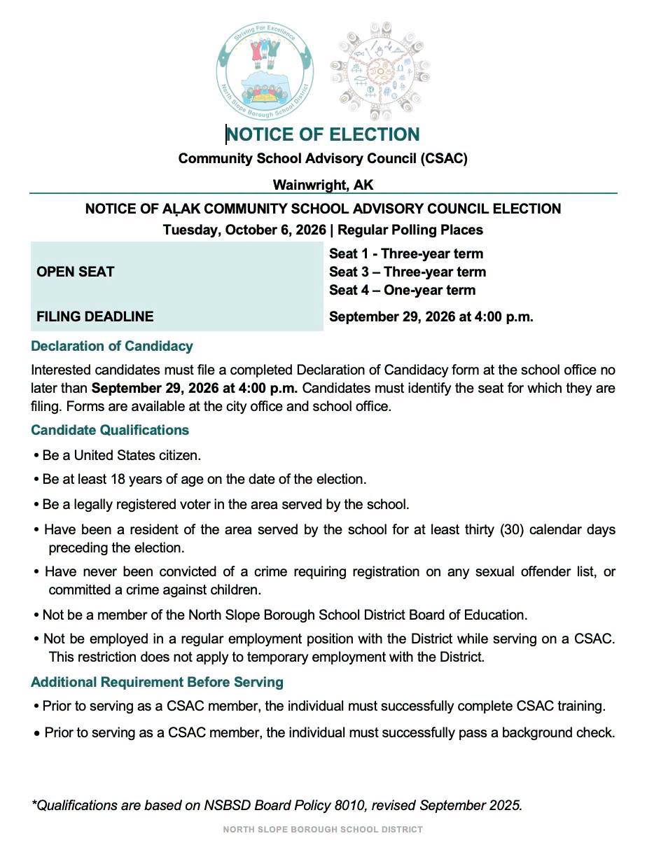 Alak Community School Advisory Council Election (1/2)