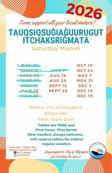 Tauqsiqsuġiaġuurugut Itchaksriġmata Saturday Market featuring Kivliq (BrittNee Brower) (3/3)