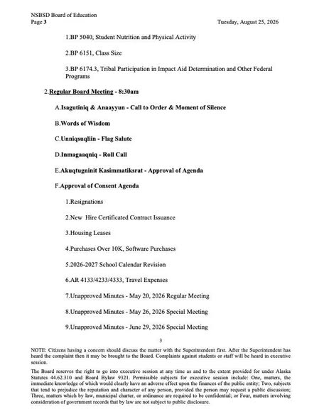 North Slope Borough School District Board of Education Work Session and Regular Meeting (3/5)