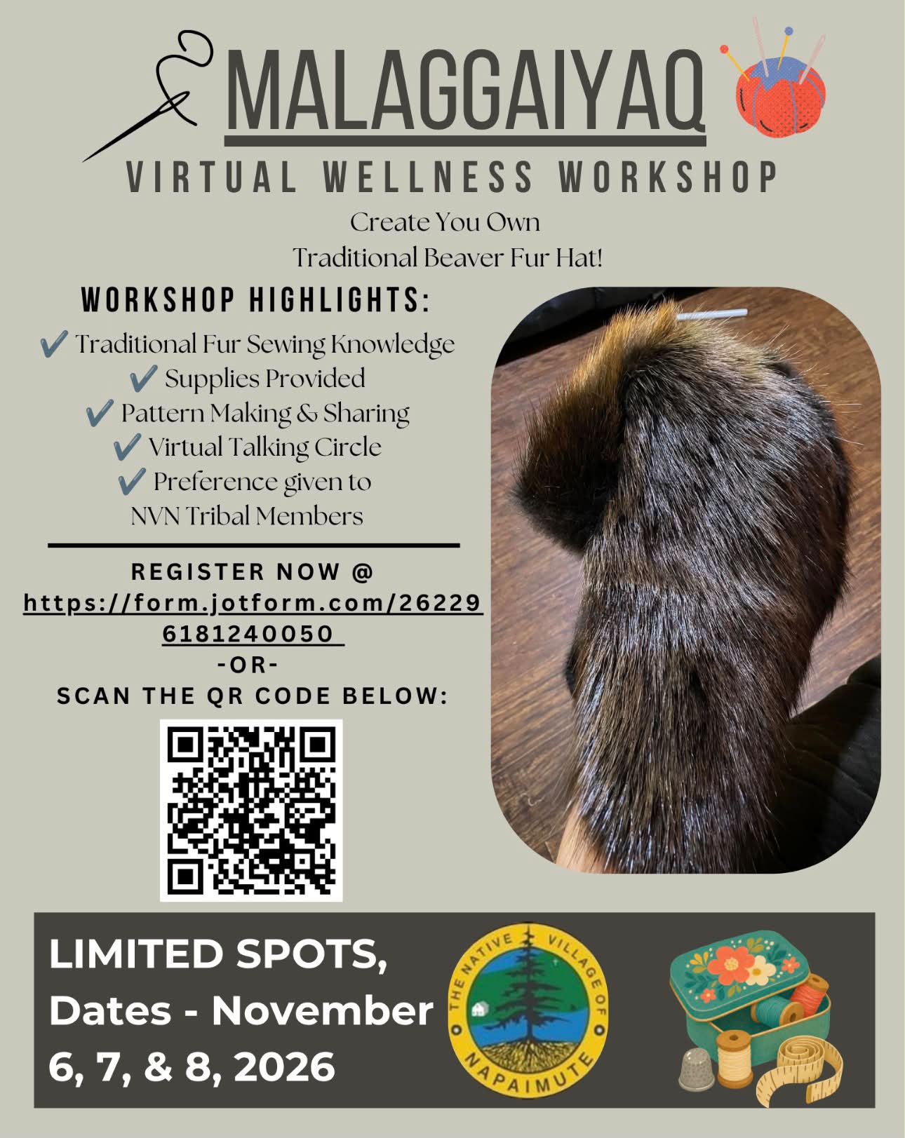 Malaggaiyaq Virtual Wellness Workshop: Create Your Own Traditional Beaver Fur Hat! (2/2)
