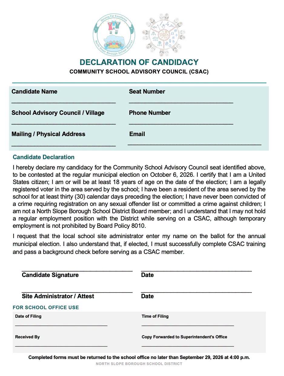 Alak Community School Advisory Council Election (2/2)