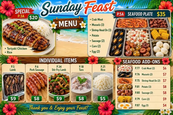 Sunday Feast and Mini Mart Offerings