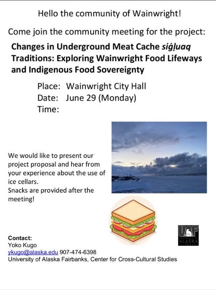 Community Meeting for the project: Changes in Underground Meat Cache sigluaq Traditions: Exploring Wainwright Food Lifeways and Indigenous Food Sovereignty (1/4)