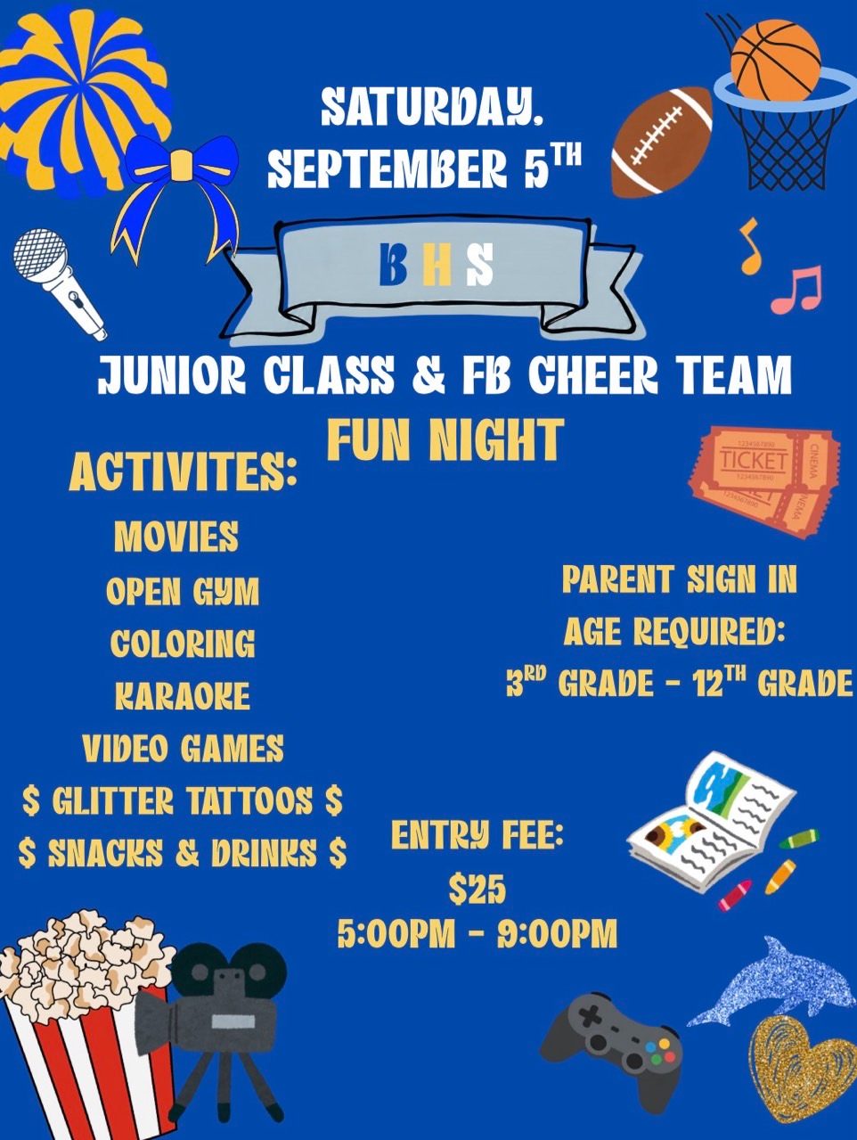 BHS Junior Class & Football Cheer Team Fun Night